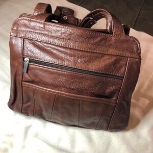 Vintage Brown Leather Unisex Bag. Made in Mexico EUC